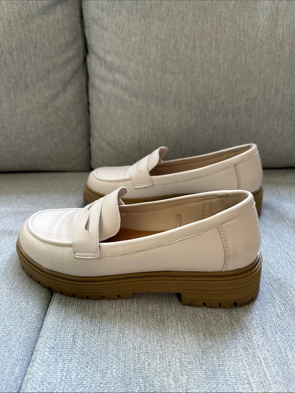 Women's Cream Platform Penny Loafers